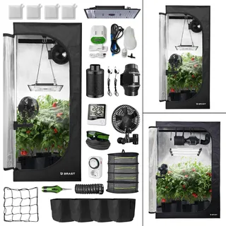 BRAST Growzelt GrowBox | Komplettset inkl. Sonderzubehör | viele Größen | 60x60x140-120x60x180cm | Vollspektrum LED Technologie | Belüftungs- & Bewässerungssystem | licht & wasserdicht | 60x60x140cm