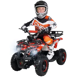 Actionbikes Motors Kinder Elektro Miniquad ATV Torino | 1000 Watt 36 Volt - Scheibenbremsen - Umweltfreundlicher Elektromotor - LED-Scheinwerfer - Kinder Quad (1000 Watt Schwarz Weiß Rot Polo)