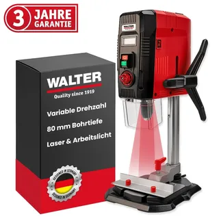 WALTER Tischbohrmaschine 900W Laser LCD 6 Drehzahlen 40mm Holz 13mm Metall