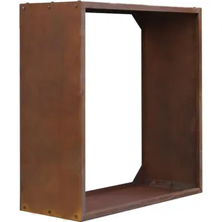 Estexo Cortenstahl Sichtschutzwand Brennholzregal 100x100x38 cm Rost Holzlager Edelrost