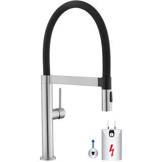 Tohlar Niederdruck Armatur Küche mit Ausziehbare Brause, Niederdruck Wasserhahn Küche 360° Schwenkbar Mischbatterien für Küche Armatur Einhandmischer für Küchen Spüle Spültischarmatur