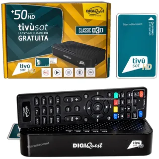 Tivusat Receiver mit Karte ✅ Smartcard aktiviert Rai HD Digiquest Q30 Original
