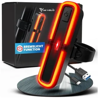 MIVELO Fahrradbeleuchtung COB Pro Fahrradlicht LED Set mit Bremsfunktion Akku USB aufladbar, StVZO zugelassen 1 Stück