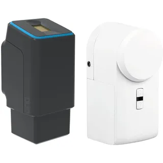 ekey biometric systems GmbH EKEY UNO Fingerprint Akku Funk, eqiva Smart Türschlossantrieb, Akkubetriebenes Nachrüst-Set für alle gängigen Türen, schwarz