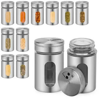 Clanmacy Gewürzstreuer 12er Gewürzstreuer Edelstahl Gewürzstreuer Gewürzdosen Salzstreuer silberfarben