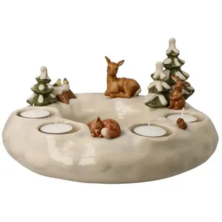 GOEBEL Winterwald Weihnachtsdeko", bunt, B:27cm H:14cm, Steingut, Kerzenhalter, Adventskranz, Steingut