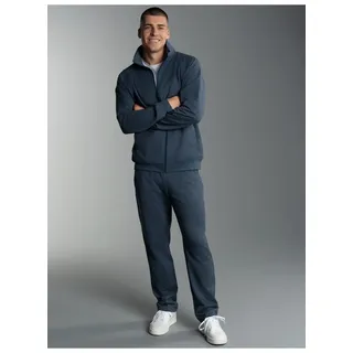 Jogginganzug TRIGEMA "TRIGEMA Jogginganzug", Herren, Gr. XL, blau (nightblau, melange), 70% Baumwolle, 30% Polyester, Sportanzüge Jogginganzug