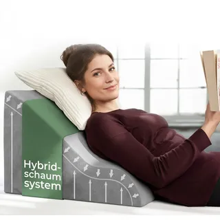 Well B4 Ergonomisches Lesekissen für Bett und Sofa – Bequemes Rückenkissen mit Memory Foam – Verwendbar als Reflux Kissen, Keilkissen Bett, Bettkissen Rückenlehne im Sitzen und Liegen, GRAU