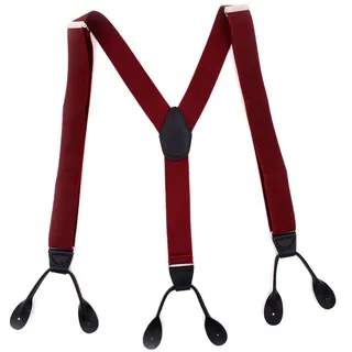 PONERY Herren Zahnspangen Y Form - Knöpfe Hosenträger Unisex Pu Lederstreben Herren Hosenträger Y-Back 3,5 * 120Cm Herrenbekleidung Accessoires, Rot - Einheitsgröße