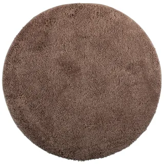Brandsseller Badezimmerteppich Ø 60 cm Badvorleger Badematte Badteppich rund Chenille rutschfest saugstark maschinenwaschbar - Taupe