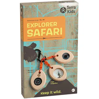 HABA 2012395001 - Terra Kids, Explorer Safari, Adventure to go/No.09, mit Kompass, Lupe & Thermometer am Karabiner