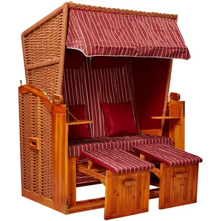 Intergrill Webavita Strandkorb 2-Sitzer Sophia Ostsee Rot Weiß Nadelstreifen