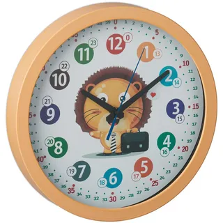 Relaxdays Löwe 30 Gehäusefarbe gelb Wanduhr