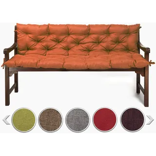 sunnypillow Bankauflage für Gartenbank Outdoor - Sitzkissen und Rückenkissen für Bank 130 x 50 x 50 cm - Polsterauflage für Hollywoodschaukel, Gartenschaukelkissen - Gartenkissen, Bankkissen Orange