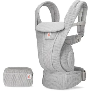 Ergobaby Omni Deluxe All-in-One Babytrage für Neugeborene ab Geburt bis 20kg, Ergonomische 4-Positionen Mesh Babytrage Rückentrage Baby-Tragetasche, Pearl Grey