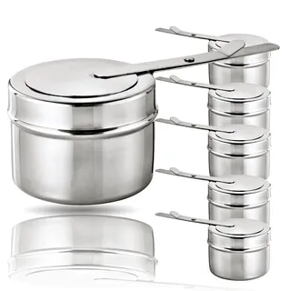 Kerafactum® 6 Stück Brennbehälter Brennpaste Brennpastenbehälter Behälter für Fleisch Käse Fondue Speisewärmer oder Chafing Dish 2 teilig aus Edelstahl Rechaud Untersetzer Chafer Fuel Holder