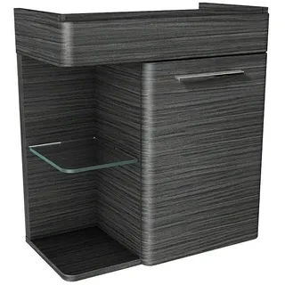 Camargue Faro Mini Waschtischunterschrank  (55 x 29,5 x 55 cm, Dark Oak, Mit Beleuchtung)