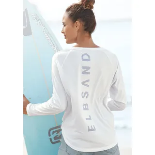 ELBSAND Longsleeve ELBSAND "Tinna", Damen, Gr. XXL (44), weiß, Jersey, Obermaterial: 50% Baumwolle, 50% Polyester, unifarben, figurumspielend hüftlang, Rundhals, Shirts, mit Logodruck hinten, Langarmshirt aus Baumwoll-Mix, sportlich-casual, Topseller