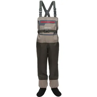 Kylebooker Fliegenfischen Brust Wathose Atmungsaktiv Wasserdicht Strumpffuß Fluss Wathose für Männer und Frauen, 004-Khaki+Olivgrün, S