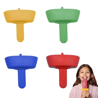OHREN 4 PCS Drip-Free Popsicle Holder, Silicone Ice Holder, Reusable Ice Holder with Straw, Ice Drip Protection, for Kids, Boys & Girls (Rose, Light Pink, Green, Blue)