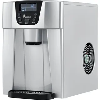 Juskys Eiswürfelmaschine PIM200L – 2 Eiswürfelgrößen, Timer – Elektrischer Eiswürfelbereiter Silber
