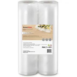 Bonsenkitchen Vakuumrollen 2 Rollen 28x600cm Vakuumierfolie - Profi Vakuumbeutel