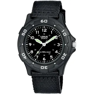 Lorus RRX89FX9 Edelstahlgehäuse Schwarz Textilband Schwarz
