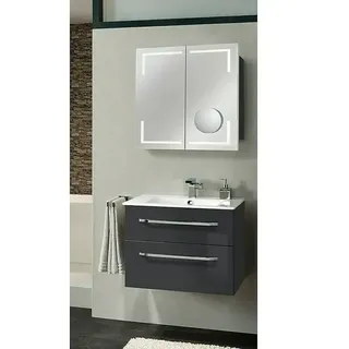 Camargue Star Badmöbel-Set ST03EG  (Gesamtbreite Badmöbel: 71 cm, Grafit, Hochglänzend, 3 -tlg.)