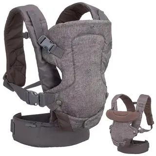 MODFU Bauchtrage Tragegurt Baby Multifunktionale Tragehilfe Kleinkindtrage (Ergonomisch Bauch- und Rückentrage mit verstellbarem Sitz, 1-tlg., gemütlich leichtgewichtig 4 Trageoptionen), Atmungsaktiv Tragehilfe für Neugeborene und Kleinkinder (3–36 Monate) braun|grau