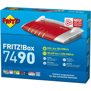 Fritz! FRITZ!box WLAN 7490 DSL-Router WLAN-Router grau|rot