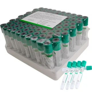 HKFGSHOP 100pcs Glas Vacutainer Röhrchen, 5ml/10ml Heparin Natrium/Lithium Sammelröhrchen, Laborröhrchen Mit Grünen Schraubkappen, Für Laborgeräte Röhrchen