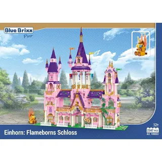 BlueBrixx Pro 108053 – Einhorn: Flameborns Schloss aus Klemmbausteinen mit 2347 Bauelementen