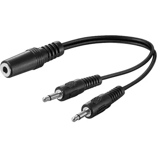 goobay Audio-Video-Kabel 2x 3,5mm-Klinken-Stecker mono / 3,5mm-Klinken-Kupplung stereo 0,2m (50472)