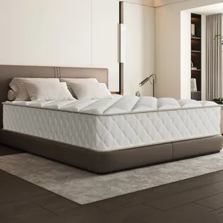 GTIMEX 7-Zonen-Federkernmatratze mit Spannbettlaken, 140 x 200 cm, 22 cm hoch, Härtegrad H3, atmungsaktiv, rückentragend, orthopädisch