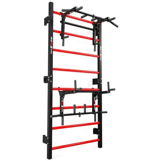 K-Sport Trainingsset Sprossenwand mit Dip Station/Klimmzugstange grau|rot 6