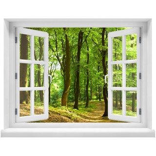 Wandtattoo - Fenster mit Aussicht auf Wald 100 x 78 cm – Wandsticker