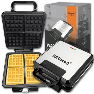 krumad Waffeleisen 2000W - Doppel Waffle Maker für 4 Belgische Waffeln – Antihaftbeschichtung, Temperaturregler, Kompakt – Leicht zu Reinigen, Ede...
