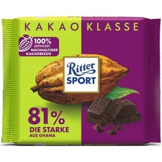 Ritter Sport Kakao Klasse 81% Die Starke 100g Tafel 12er Pack (12x100 g) - 1.2 kg