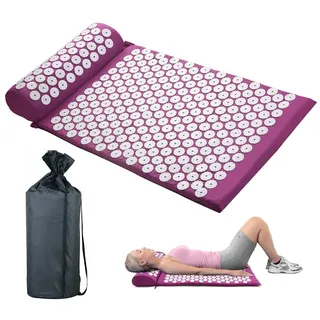 Akupressurmatte Akupressure Set, Akupressurmatte mit Kissen gegen Nacken und Rückenschmerzen, Akupressurmatte zur Entspannung für Rücken, Nacken, Füße, Löst Verspannungen & fördert Durchblutung