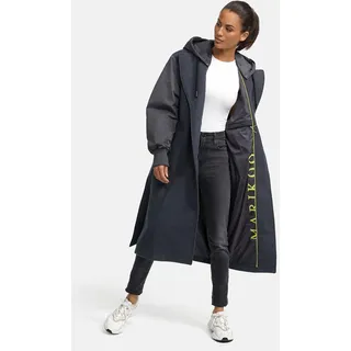 Marikoo Damen, Winterjacke "Tjadee", Langer Wickelmantel Taillierungsband, Kapuze über Knöpfe abnehmbar, Warme Jacke Frauen - N016 3XL, Anthrazit) - 3XL