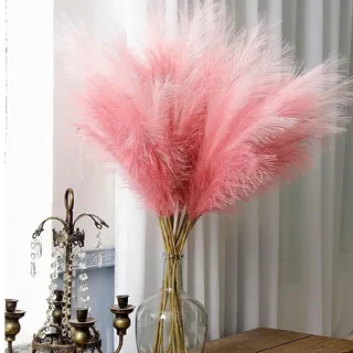 GEFIRE Trockenblumen 30 Stücke Pampasgras Getrocknet Deko 55CM Trockenblumen Deko Pampasgras Künstliche Dekoration im Boho-Stil für Hochzeit Wohnzimmer (Farbverlaufspulver)