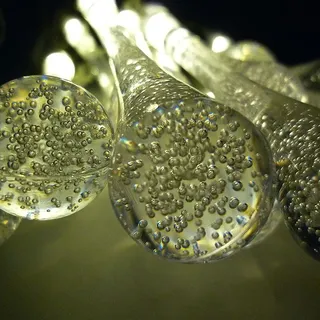DAPO LED Lichterkette Tropfen 15flammig Batterie  - Warmweiß Transparent