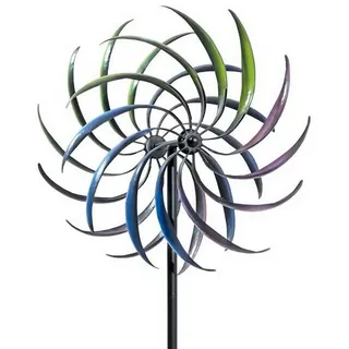 Metall Doppel Windrad mit Gegenläufigen Rotoren | 200x40cm Windspiel Windmühle für Garten | Wetterfest und Standfest Garten Wind Spinner, Gartendeko Gartenstecker für Draußen