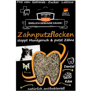 QCHEFS ZAHNPUTZFLOCKEN Hund Zahnsteinentferner von der Schleckmatte oder Futternapf, Zahnpflege ohne Hundezahnbürste, Zahnpasta oder Dentalspray