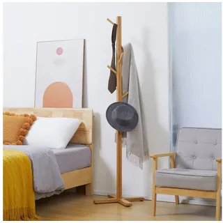 Homcom Garderobenständer Bambus Beige