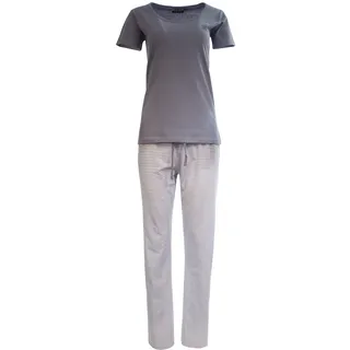 Esmara AnnAmax Damen Pyjama-Set Schlafanzug 100% Baumwolle Kurzarm Schlafhose Blau XL - XL