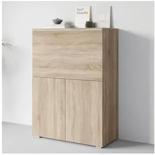 Home Affaire PC-Schrank HOME AFFAIRE "Vera, Sekretär, Home-Office-Schreibtisch mit LED-Beleuchtung", sonoma, B:90cm H:125,1cm T:42cm, Sekretäre, PC-Schrank, Multifunktional mit Stauraum, klappbare Tischfläche, LED, B 90 cm