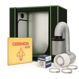 Weedness Mini Grow-Box Set LED Lampe Belüftung 50x35x50 cm Growzelt Growschrank Anbau Indoor