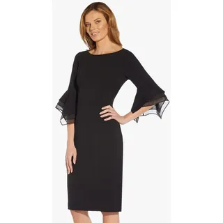 Adrianna Papell Abendkleid Knit Crepe Tiered Sleeve Dress Zeitlos, 3/4 Ärmel, schöne Silhouette schwarz 40