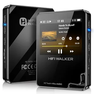 HIFI WALKER H2 Touch MP3 Player Bluetooth mit 2,4-Zoll-Touchscreen, DSD DAC HiFi Verlustfreier Sound, Tragbarer Audioplayer mit E-Book und Aufnahmefunktion, 64GB Speicherkarte, erweiterbar auf 512GB